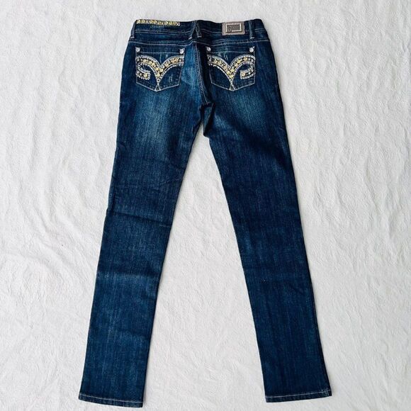Grace in LA Jeans USA Rhinestone Medium Wash Straight Leg Jeans Women's 5/26 - Picture 2 of 6